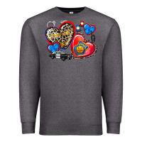 Charcoal Heather western leopard  police hearts Premium Sweatshirt - AdoDesignShop