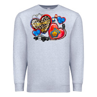 Heather Grey western leopard  police hearts Premium Sweatshirt - AdoDesignShop