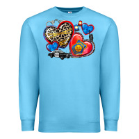 Ocean Blue western leopard  police hearts Premium Sweatshirt - AdoDesignShop