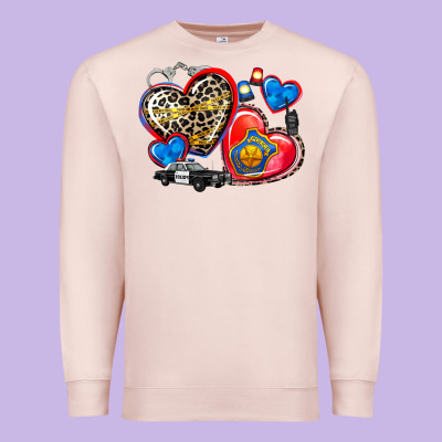 Western Leopard  Police Hearts Premium Sweatshirt Designed By Adodesignshop
