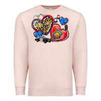Pale Pink western leopard  police hearts Premium Sweatshirt - AdoDesignShop