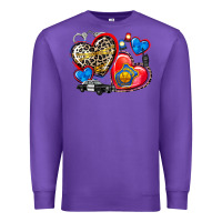 Purple western leopard  police hearts Premium Sweatshirt - AdoDesignShop