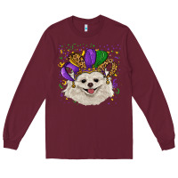 Burgundy Mardi Gras White Pomeranian with Hat Long Sleeve Tee - RanaPortraitStore