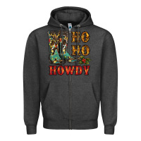 Charcoal Heather christmas cowboy boots ho ho howdy Zipper Hoodie - RanaPortraitStore