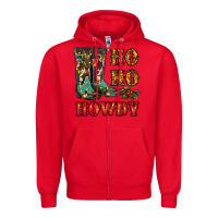 Red christmas cowboy boots ho ho howdy Zipper Hoodie - RanaPortraitStore