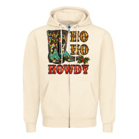 Sandshell christmas cowboy boots ho ho howdy Zipper Hoodie - RanaPortraitStore