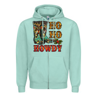 Seafoam christmas cowboy boots ho ho howdy Zipper Hoodie - RanaPortraitStore