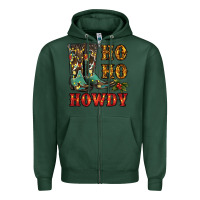 Sports Green christmas cowboy boots ho ho howdy Zipper Hoodie - RanaPortraitStore