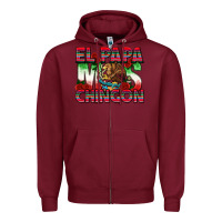 Burgundy El Papa Mas Chingon Zipper Hoodie - texasbilliewilder