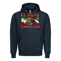 Navy El Papa Mas Chingon Zipper Hoodie - texasbilliewilder