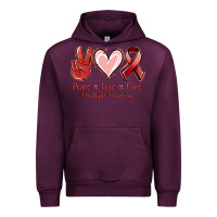 Mauve Wine Peace love cure Multiple Myeloma Urban Hoodie - NancyCooperArtShop