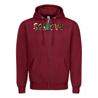 Burgundy christmas believe Zipper Hoodie - RanaPortraitStore