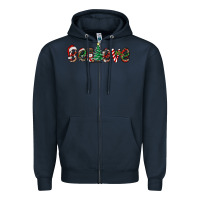 Navy christmas believe Zipper Hoodie - RanaPortraitStore