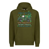 Army Green farm fresh four leaf clovers Premium Hoodie - MaliasSmallBusiness
