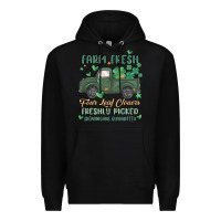 Black farm fresh four leaf clovers Premium Hoodie - MaliasSmallBusiness