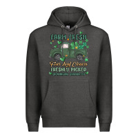 Charcoal Heather farm fresh four leaf clovers Premium Hoodie - MaliasSmallBusiness