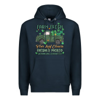 Navy farm fresh four leaf clovers Premium Hoodie - MaliasSmallBusiness