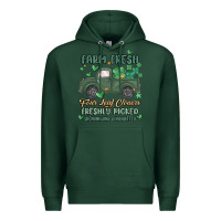 Sports Green farm fresh four leaf clovers Premium Hoodie - MaliasSmallBusiness