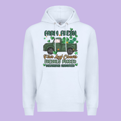 Farm Fresh Four Leaf Clovers Premium Hoodie Designed By Maliassmallbusiness