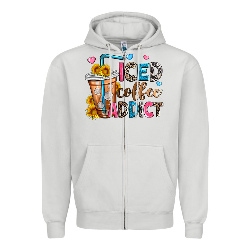Iced Coffee Addict Zipper Hoodie by Zillion Design Studio | Teevron