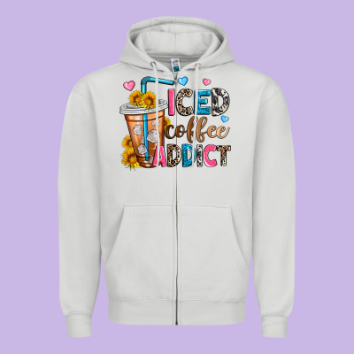 Iced Coffee Addict Zipper Hoodie Designed By Zillion Design Studio