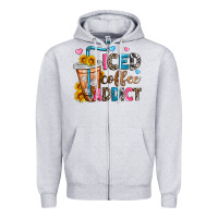 Heather Grey iced coffee addict Zipper Hoodie - Zillion Design Studio