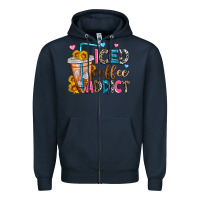 Navy iced coffee addict Zipper Hoodie - Zillion Design Studio
