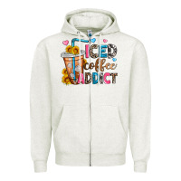 Oatmeal Heather iced coffee addict Zipper Hoodie - Zillion Design Studio