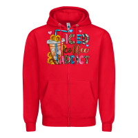 Red iced coffee addict Zipper Hoodie - Zillion Design Studio