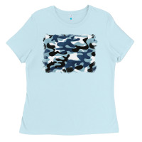 Baby Blue blue camouflage background Ladies Tee - BarkalooDesign