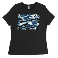 Blue Camouflage Background Ladies Tee | Teevron