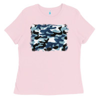 Bubblegum Pink blue camouflage background Ladies Tee - BarkalooDesign