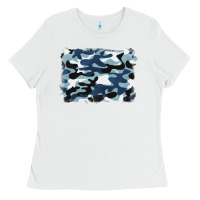 White blue camouflage background Ladies Tee - BarkalooDesign