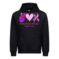 Black Peace love cure Breast Cancer Urban Hoodie - NancyCooperArtShop