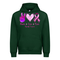 Forest Green Peace love cure Breast Cancer Urban Hoodie - NancyCooperArtShop