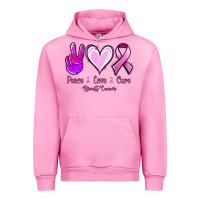 Fuchsia Pink Peace love cure Breast Cancer Urban Hoodie - NancyCooperArtShop