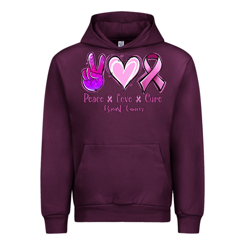 Peace Love Cure Breast Cancer Urban Hoodie by NancyCooperArtShop | Teevron