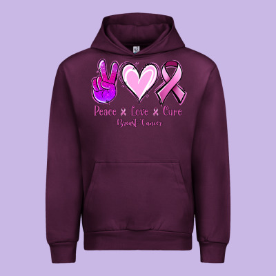 Peace Love Cure Breast Cancer Urban Hoodie Designed By Nancycooperartshop