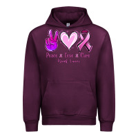 Mauve Wine Peace love cure Breast Cancer Urban Hoodie - NancyCooperArtShop