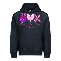 Navy Peace love cure Breast Cancer Urban Hoodie - NancyCooperArtShop
