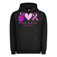 Pigment Black Peace love cure Breast Cancer Urban Hoodie - NancyCooperArtShop