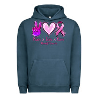 Pigment Midnight Navy Peace love cure Breast Cancer Urban Hoodie - NancyCooperArtShop