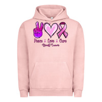 Pigment Salmon Peace love cure Breast Cancer Urban Hoodie - NancyCooperArtShop
