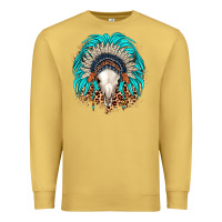 Antique Gold bull skull indian headdress Premium Sweatshirt - JahusDesignShop