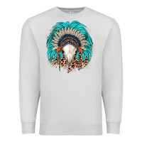 Dove Grey bull skull indian headdress Premium Sweatshirt - JahusDesignShop