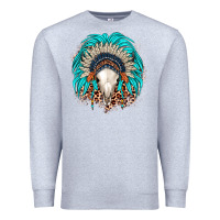 Heather Grey bull skull indian headdress Premium Sweatshirt - JahusDesignShop