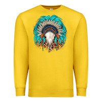 Bull Skull Indian Headdress Premium Sweatshirt | Teevron