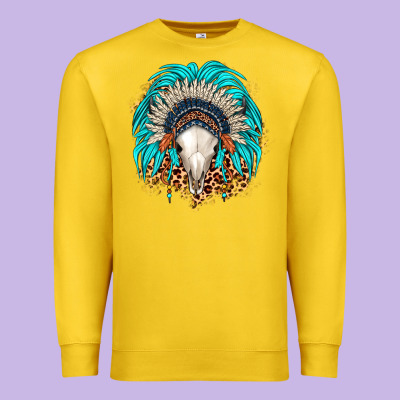 Bull Skull Indian Headdress Premium Sweatshirt Designed By Jahusdesignshop