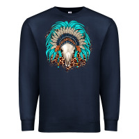 Navy bull skull indian headdress Premium Sweatshirt - JahusDesignShop