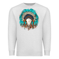 Oatmeal Heather bull skull indian headdress Premium Sweatshirt - JahusDesignShop
